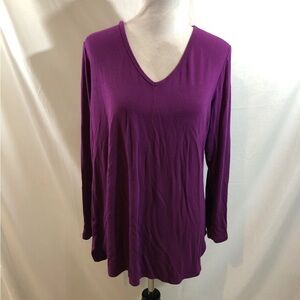 Attitudes By Renee Purple Long Sleeve V Neck - Womens XL, Bust 21”, Length 28”